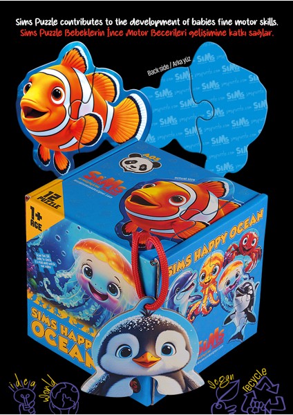Bebekler Için Ilk Puzzle Yapboz Baby Okyanus - 1 Yaş Üstü Montessori Eğitici Oyuncak modelleri