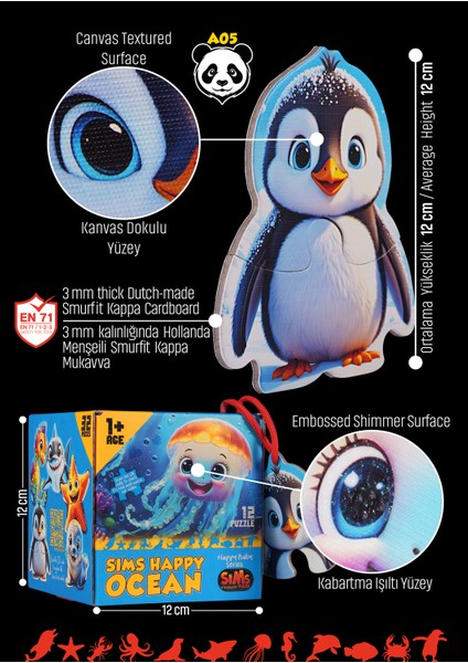 Bebekler Için Ilk Puzzle Yapboz Baby Okyanus - 1 Yaş Üstü Montessori Eğitici Oyuncak fırsatları