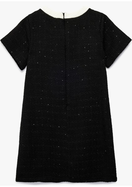 Bol Kalıp Bisiklet Yaka Düğmeli Kurdele Detaylı Kısa Kollu Elbise fiyatları