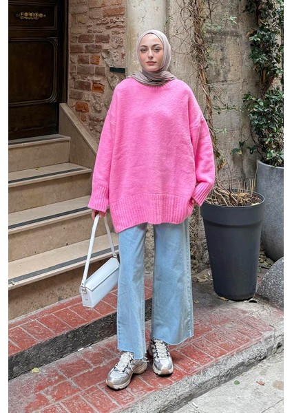 Geniş Kollu Kazak Pembe