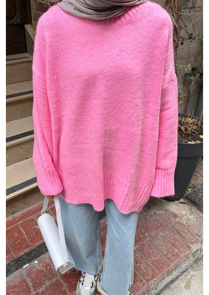 Geniş Kollu Kazak Pembe modelleri