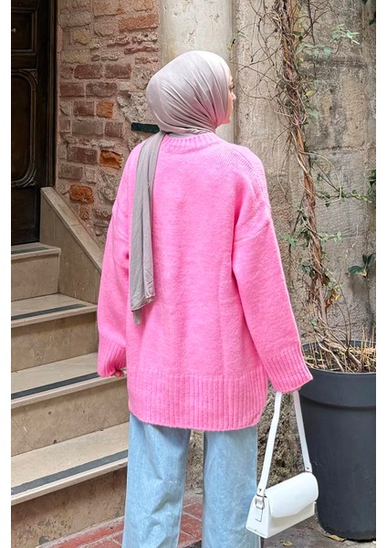 Geniş Kollu Kazak Pembe fırsatları