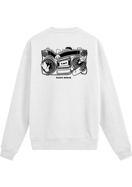 Sırt Baskılı Retro Radio Break Tasarımlı Sweatshirt