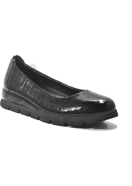 25BK.25201 Hakiki Deri Rugan Siyah Ortopedik Kadın Babet Ayakkabı fiyatları