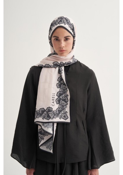 Floral Monogram Floş Şal Krem fırsatları