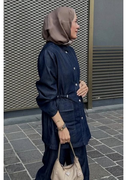 Elif Topdağ'ın Tercihi Gwen Tensel Denim Ceket Koyu Mavi