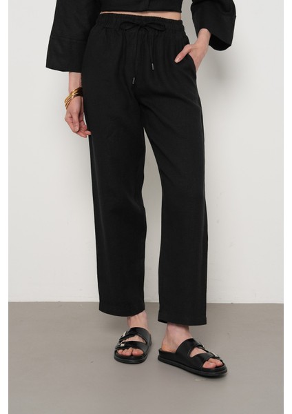 Kadın %100 Keten Rahat Kalıp Düz Renk Pantolon fiyatları
