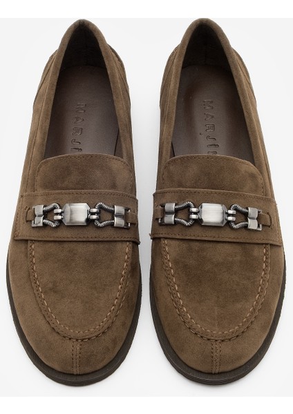 Kadın Loafer Makosen Tokalı Günlük Ayakkabı Zamira Kahve Süet