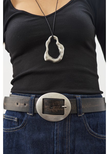 Büyük Oval Tokalı Kemer Siyah fiyatları