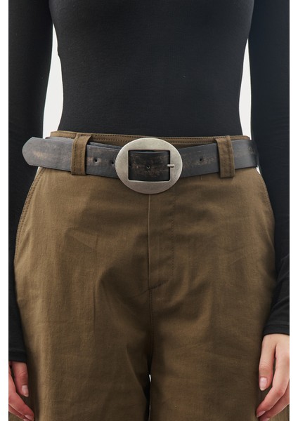 Büyük Oval Tokalı Kemer Siyah modelleri