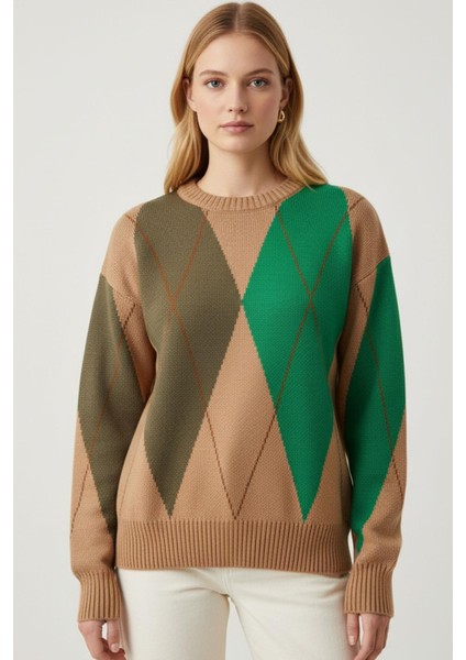 Kadın Baklava Desenli Kazak Bisküvi 25094