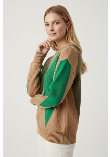 Kadın Baklava Desenli Kazak Bisküvi 25094 fiyatları