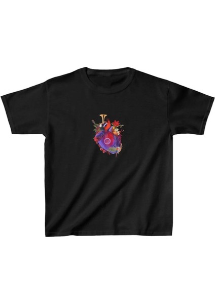 Unisex Çocuk Baskılı T-Shirt - Siyah