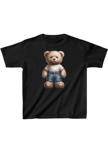 Unisex Çocuk Baskılı T-Shirt - Siyah