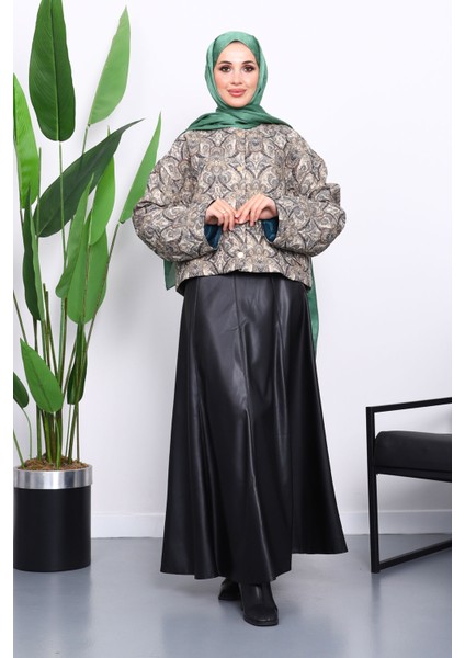 Yeşil Etnik Desenli Kısa Ceket fiyatları