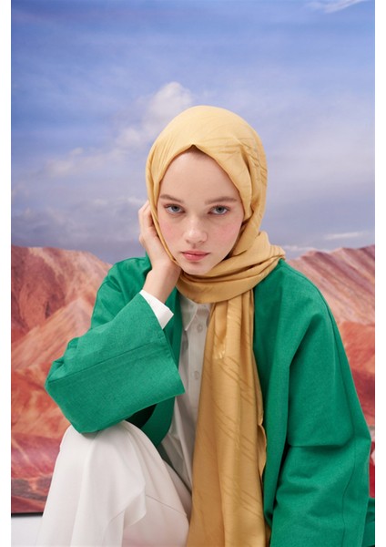 Simetrik Jakar Italyan Ipekli Şal Hardal modelleri