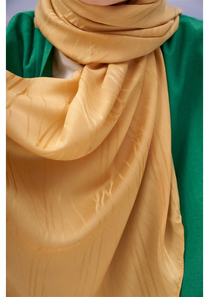 Simetrik Jakar Italyan Ipekli Şal Hardal