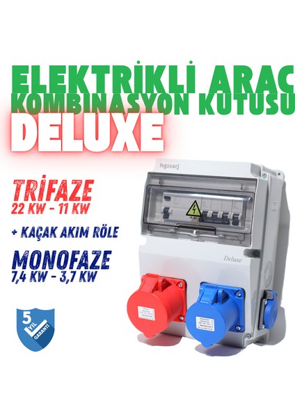 Elektrikli Araç Kombinasyon Kutusu "Deluxe" 5X32A + 3X32A + 1X16A, V i k o/P a n a s o n i c