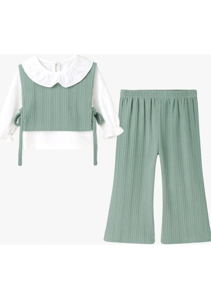 Yaka Dantel Detaylı Süveterli Kız Çocuk Takım fiyatları