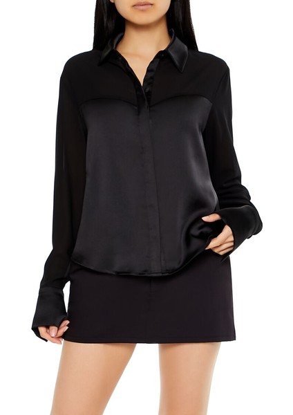 Bol Kesim Transparan Düğmeli Gömlek