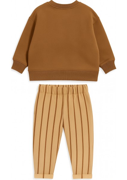 Çocuk Eşofman Takımı 2’li – Karamel Sweat + Çizgili Jogger (Unisex)