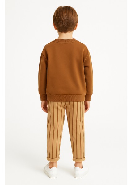 Çocuk Eşofman Takımı 2’li – Karamel Sweat + Çizgili Jogger (Unisex) fiyatları