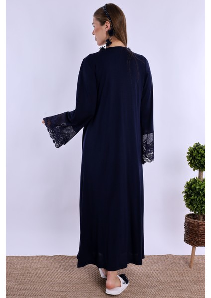 Lacivert Sabahlıklı Hamile Lohusa Gecelik Takım modelleri