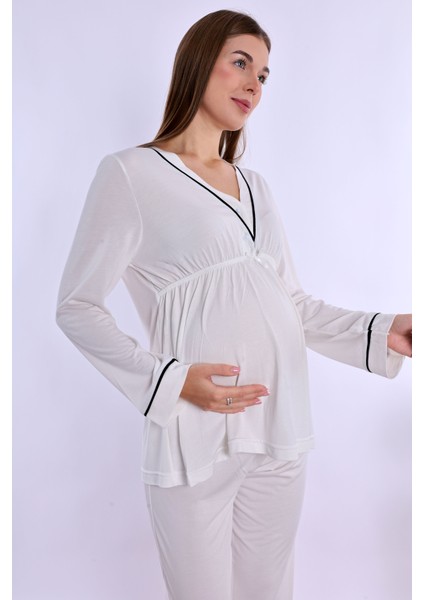 Ekru Hamile Lohusa Pijama Takımı fırsatları