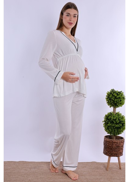 Ekru Hamile Lohusa Pijama Takımı indirimleri