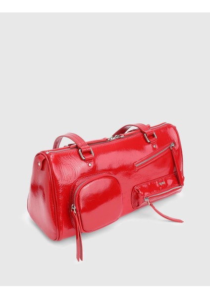 Stery Hakiki Rugan Deri Kırmızı Kadın Omuz Çantası