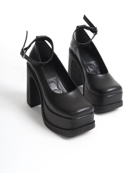 Kadın Della Bilekten Bağlamalı (12CM) Platform Topuklu Ayakkabı Siyah fırsatları