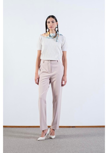 Incoronato Klasik Krep Pantolon Bej