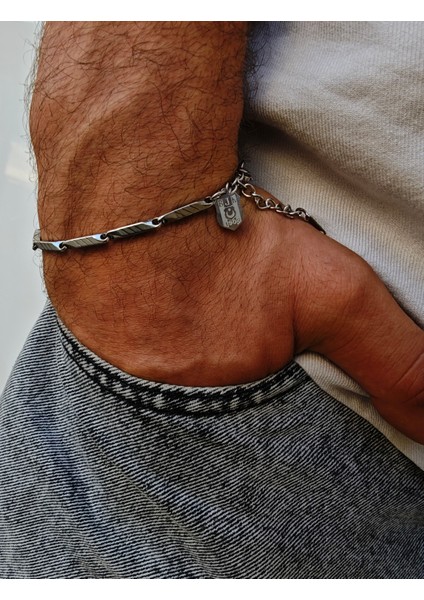 Çizgili Çelik Bileklik Unisex 19 cm Paslanmaz Çelik fiyatları