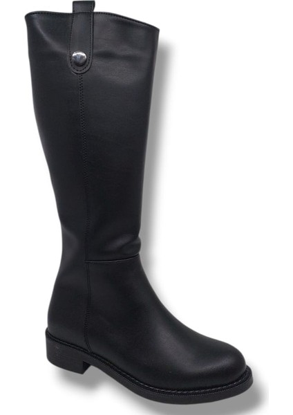 Izlife 232 Kadın Siyah Uzun Fermuarlı Alçak Topuklu Çizme modelleri