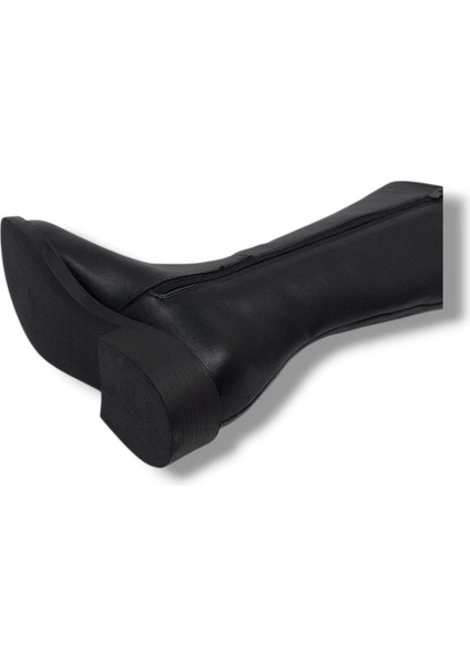 Izlife 232 Kadın Siyah Uzun Fermuarlı Alçak Topuklu Çizme fırsatları