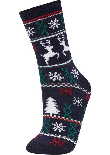 Kadın Yılbaşı Temalı 2'li Pamuklu Uzun Çorap fiyatları