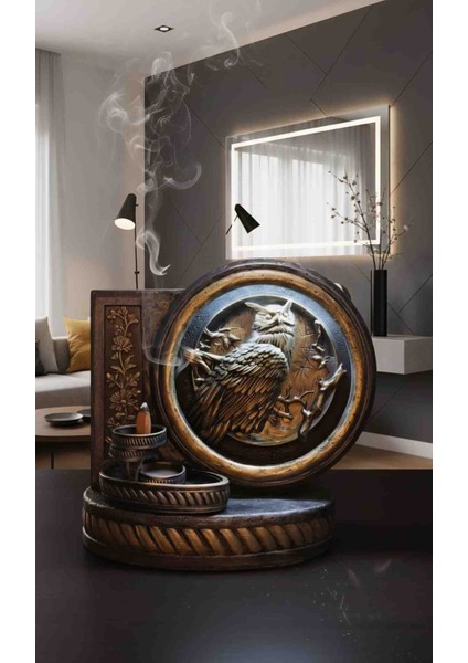 Baykuş Figürlü Işıklı Geriakış Tütsülük