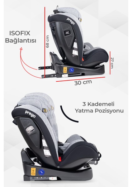 4088 Strongfix Oto Koltuğu 0-36 Kg Gri modelleri