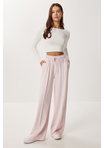 Nervürlü Yumuşak Modal Eşofman Altı LUB0288 Şeker Pembe fiyatları