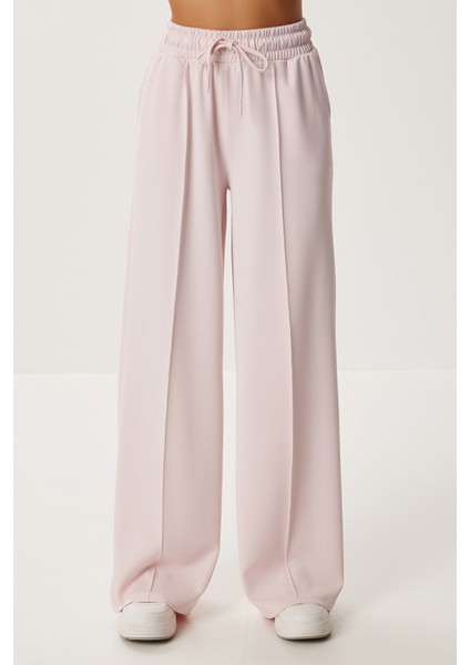 Nervürlü Yumuşak Modal Eşofman Altı LUB0288 Şeker Pembe modelleri