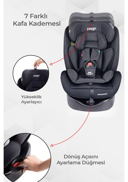 4088 Strongfix Oto Koltuğu 0-36 Kg Füme fırsatları