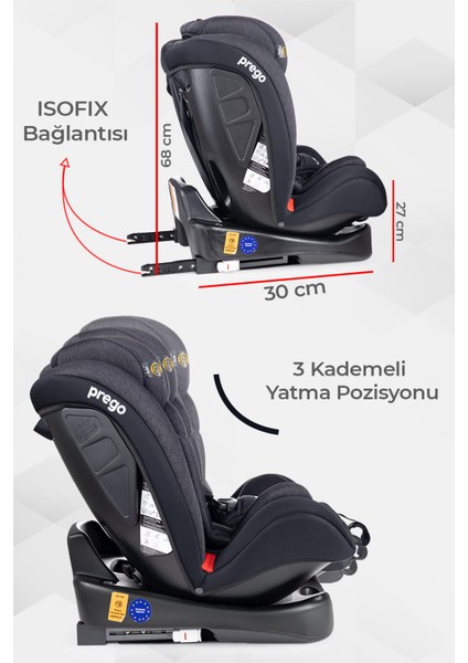 4088 Strongfix Oto Koltuğu 0-36 Kg Füme