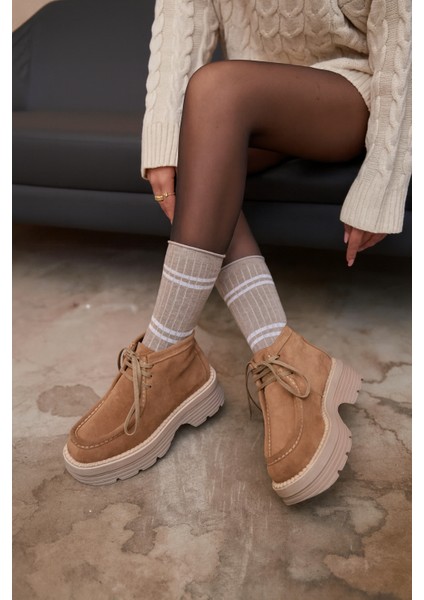 Anna Camal Süet Renkli Casual Bağcıklı Kadın Bot fiyatları