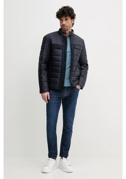 Erkek Quilted Biker Ceket - Lacivert modelleri