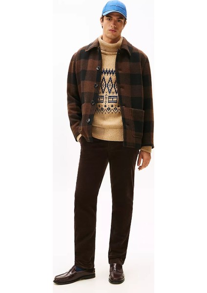 Erkek Denton Düz Paça Kadife Pantolon - Kahverengi fiyatları