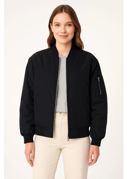 Siyah Bomber Ceket - İçi Astarlı Fermuarlı Rahat Kesim Su İtici Özellikli Mont Mevsimlik Dış Giyim fiyatları