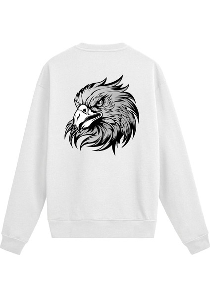 Sırt Baskılı Kartal Başlı Sweatshirt