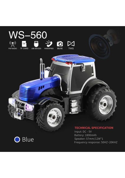 Wster WS-560 Traktör Görünümlü Taşınabilir Kablosuz Bluetooth Hoparlör ve Radyo