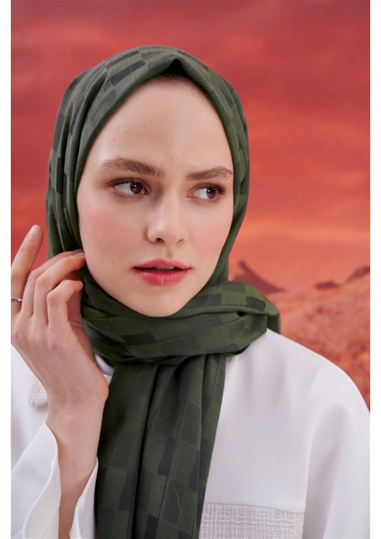 Küpçizgi Jakar Italyan Ipekli Şal Haki fiyatları