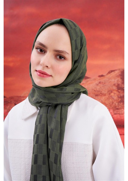 Küpçizgi Jakar Italyan Ipekli Şal Haki indirimleri